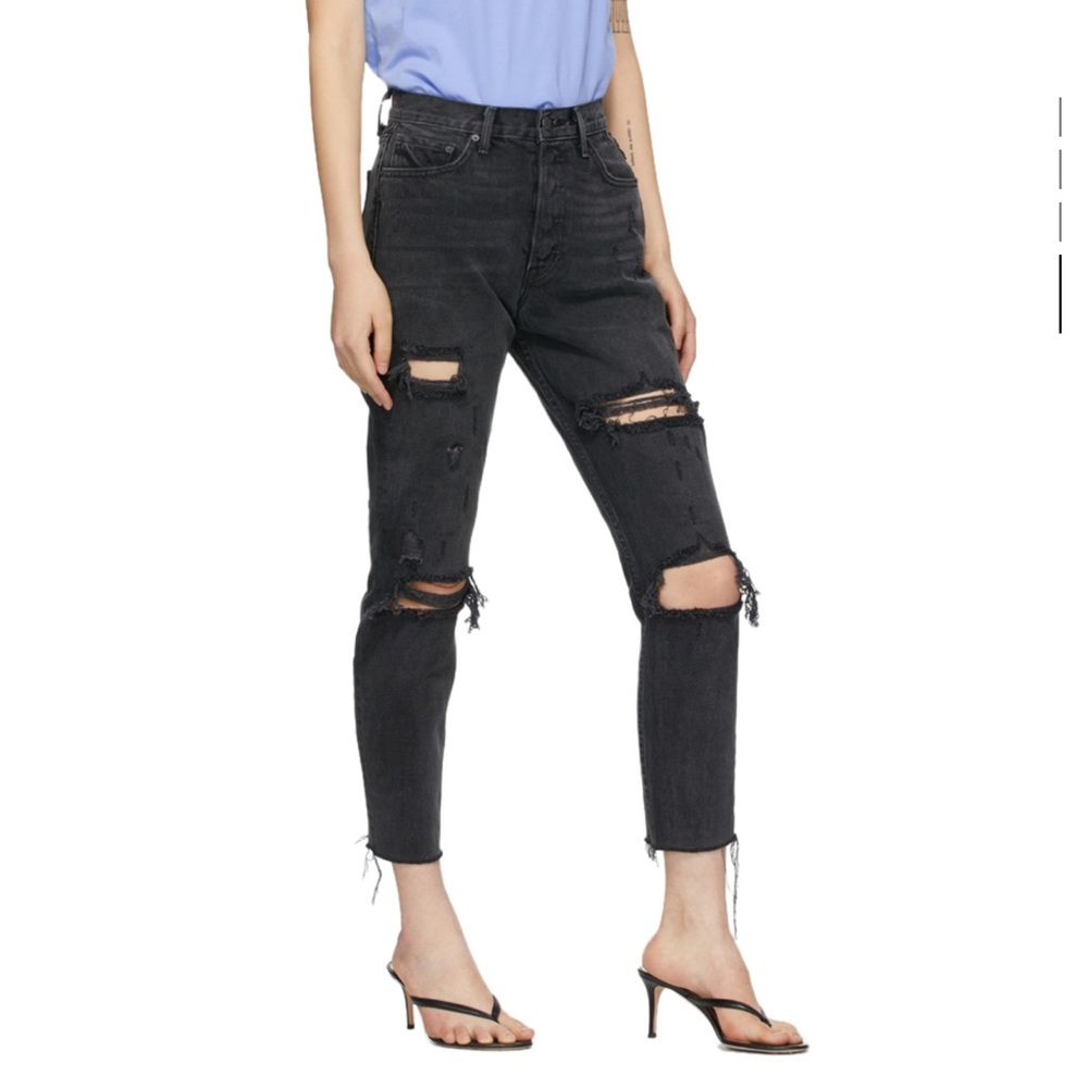 NWT GRLFRND Karolina High-Rise Distressed Washed Black Jeans 29